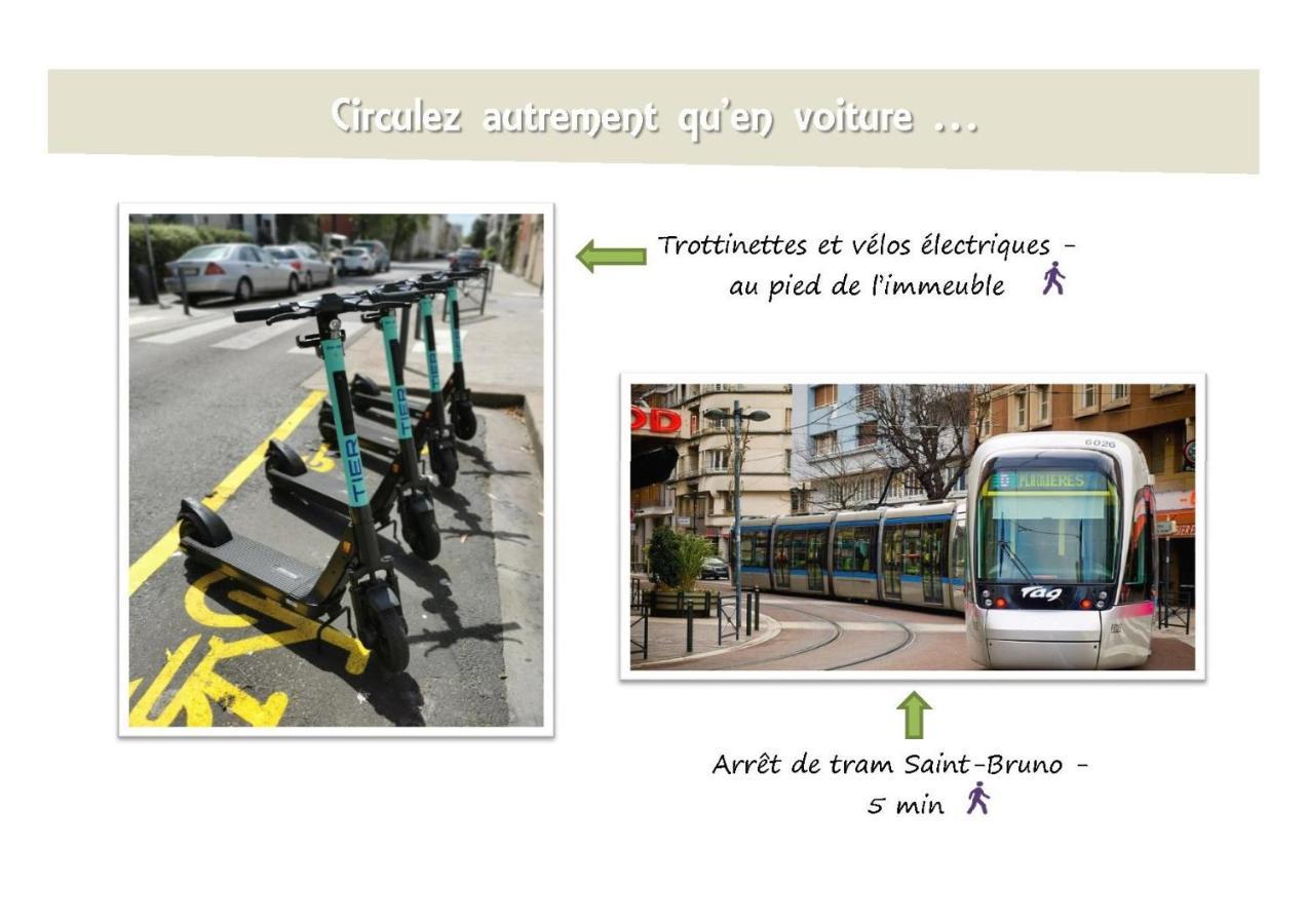 Le 62 - Spacieux T2 Avec Jardin, Parking & Tramway Grenoble Luaran gambar