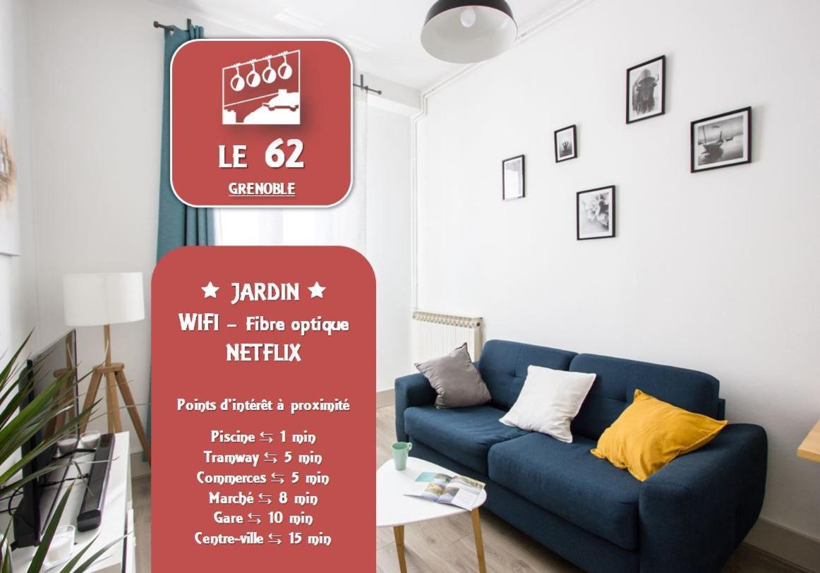 Le 62 - Spacieux T2 Avec Jardin, Parking & Tramway Grenoble Luaran gambar